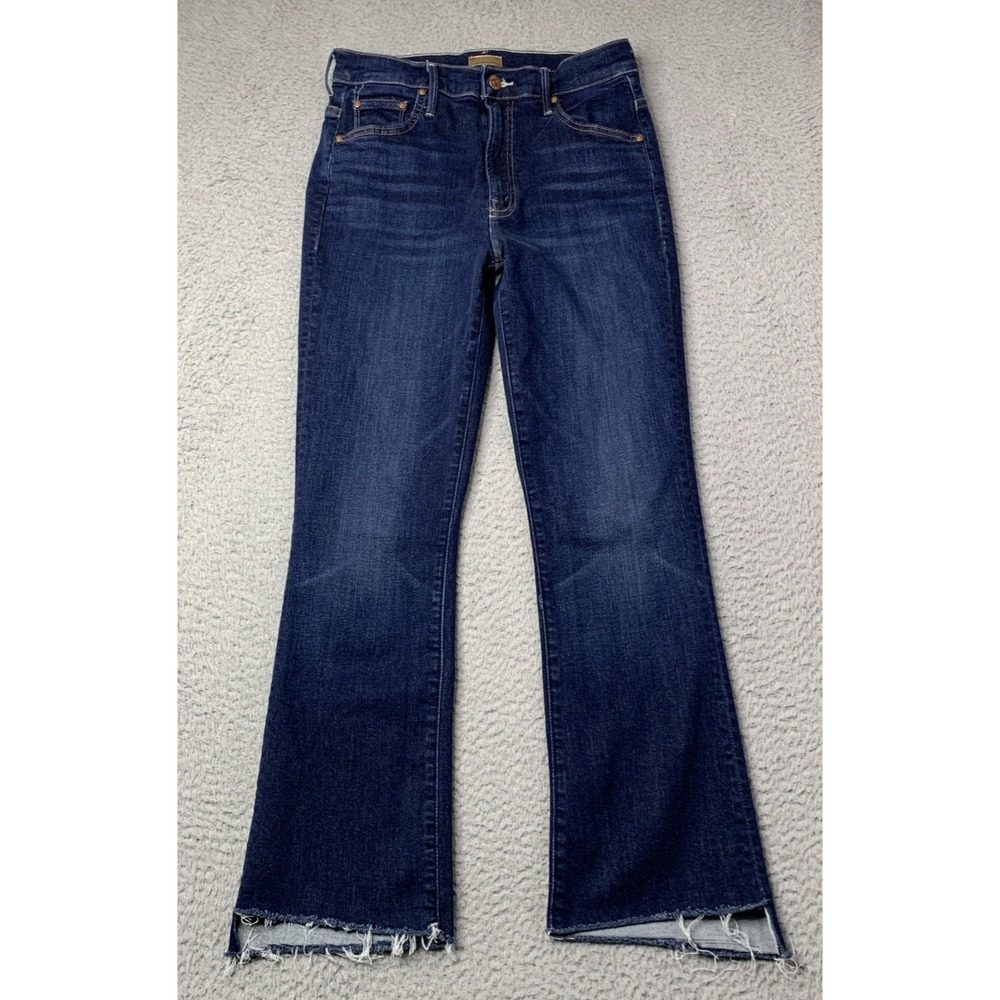 MOTHER Dark Blue Cropped Flare Jeans